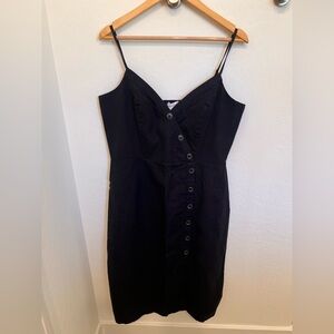 Amour Vert Lila Black Midi Dress with Button Detail. Size XL.